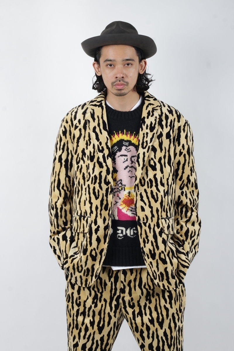 画像: WACKO MARIA/LEOPARD CORDUROY PLEATED TROUSERS（TYPE-2）（ベージュ）［レオパードコーデュロイワンタックスラックス(TYPE-2)-21秋冬］