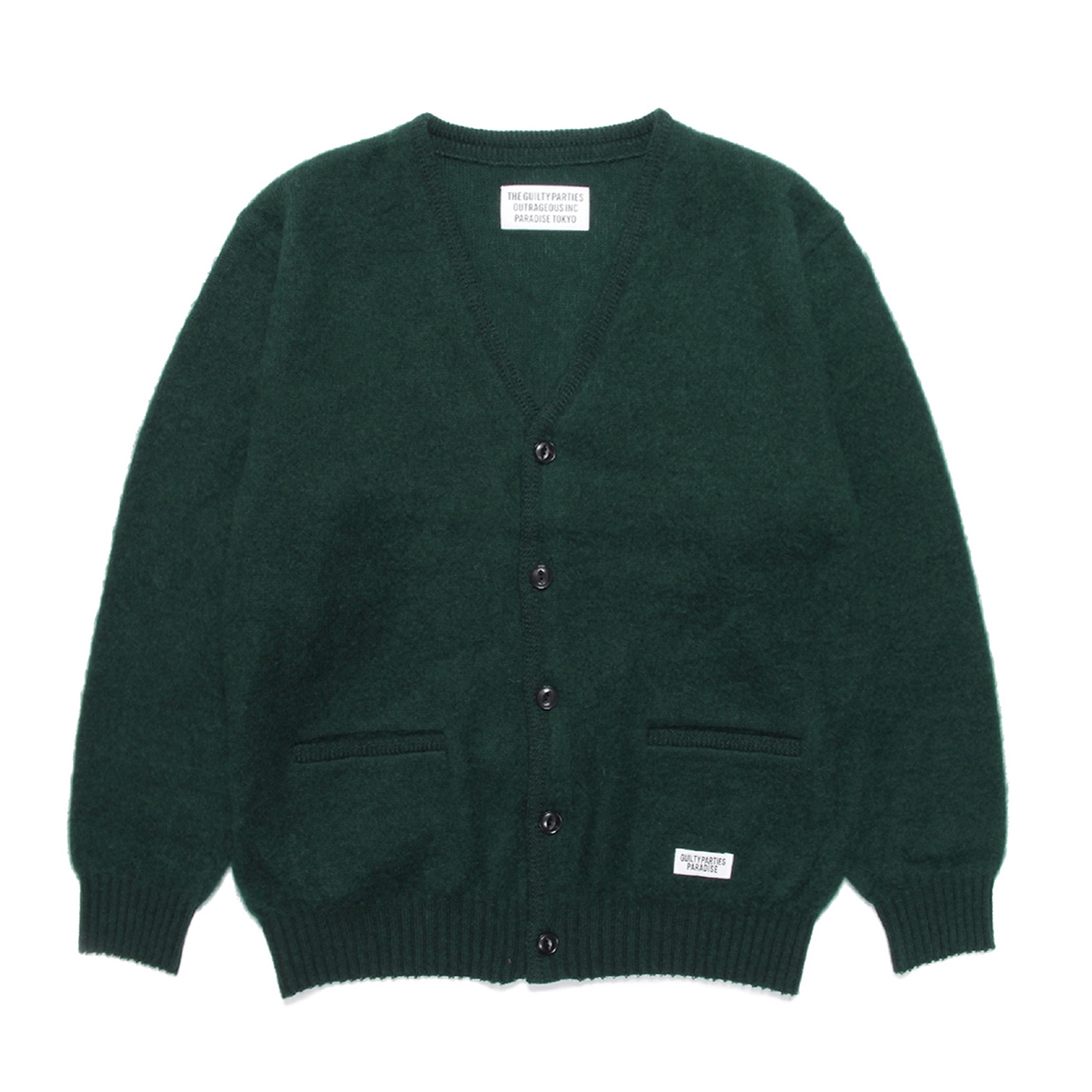 WACKO MARIA/MOHAIR KNIT CARDIGAN（グリーン）［モヘアカーディガン 