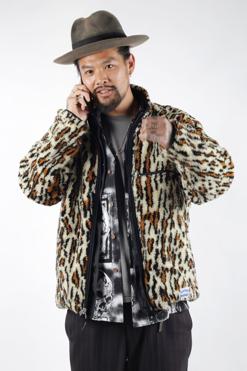 WACKO MARIA/WILD BUNCH / REVERSIBLE LEOPARD BOA FLEECE JACKET