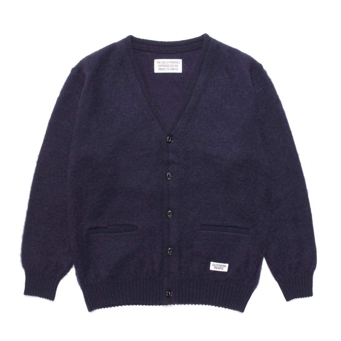 WACKO MARIA/MOHAIR KNIT CARDIGAN（ネイビー）［モヘアカーディガン