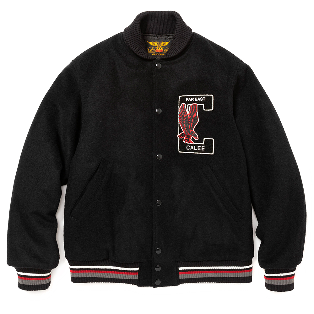 CALEE/College type wappen wool stadium jacket（ブラック） 【40