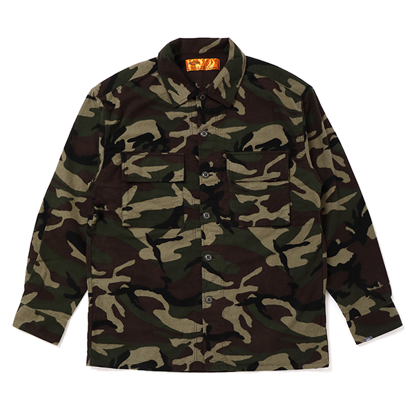 CHALLENGER/CAMOUFLAGE FLANNEL SHIRT（ウッドカモ）［カモフラージュ