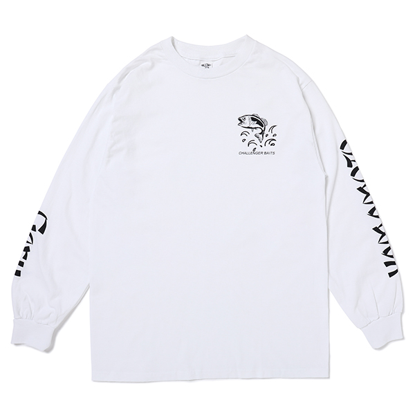 CHALLENGER/xGary YAMAMOTO L/S BAITS TEE（ホワイト）［プリント長袖T 
