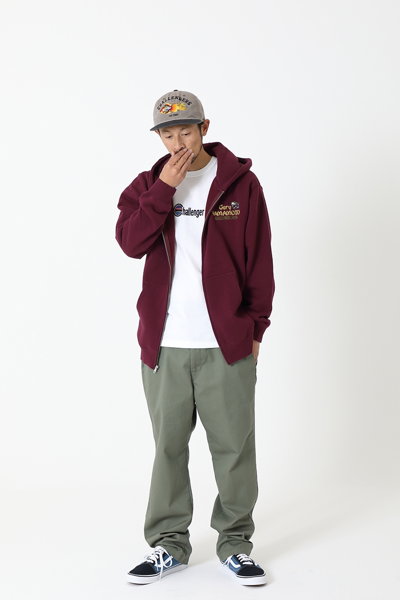 画像: CHALLENGER/xGary YAMAMOTO BAITS HOODIE（マルーン）［ジップアップパーカー-22春夏］