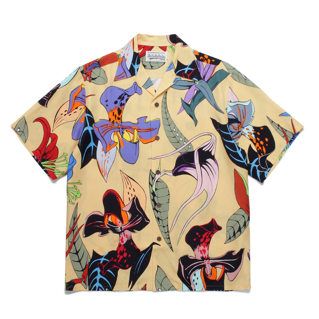 WACKO MARIA 2018SS Palms Tree S/S Hawaiian Shirt ワコマリア パームツリーショートスリーブハワイアンシャツ アロハ 半袖 オープンカラー ヤシの木 総柄 ネイビー サイズL【230921】【-A】【me04】