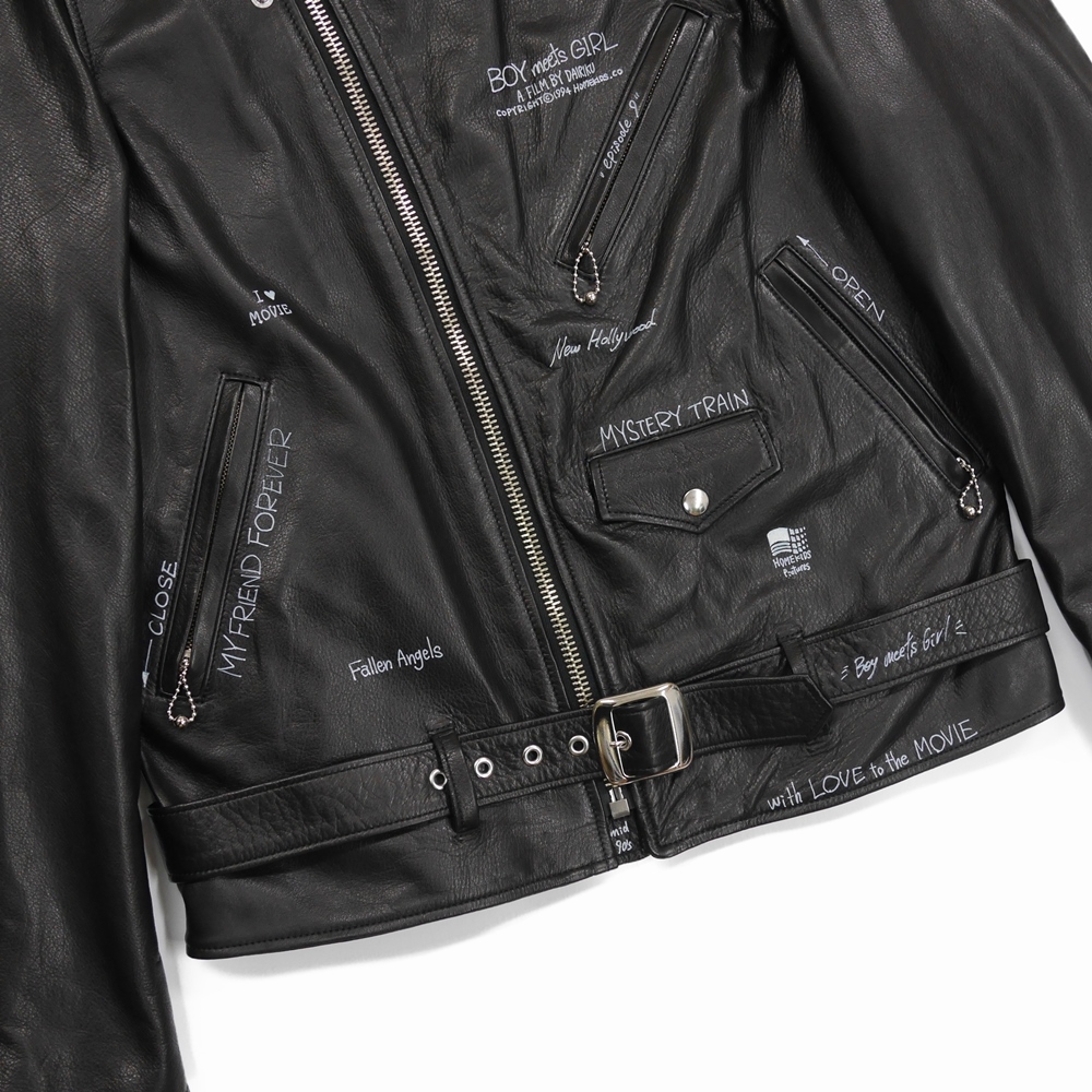 DAIRIKU/Hand Painted Double Leather Jacket（ブラック） 【30%OFF 