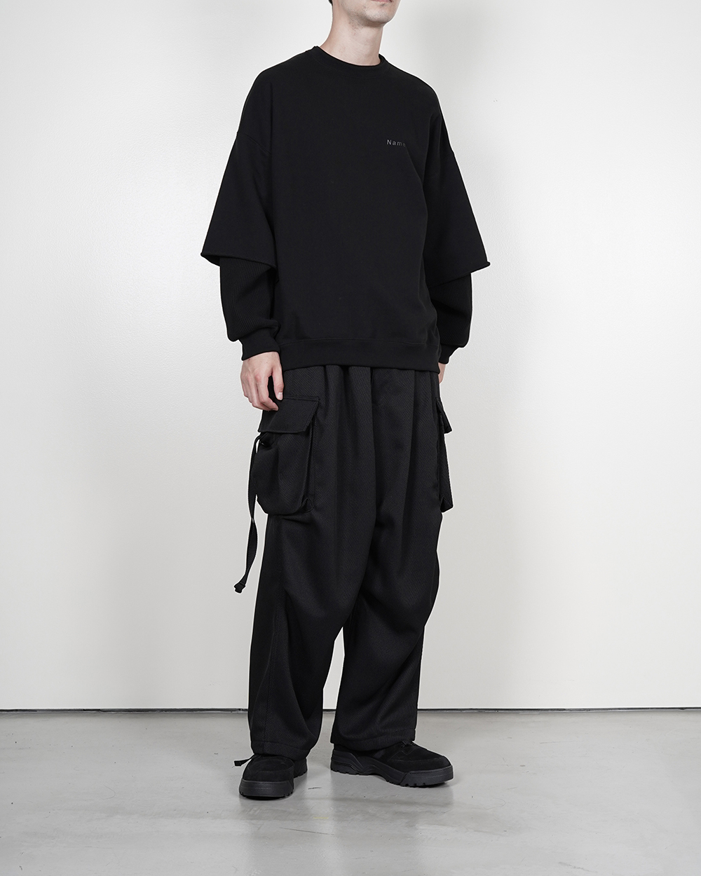 画像: COOTIE PRODUCTIONS/Polyester Kersey Error Fit Cargo Easy Pants（×Name.）（ブラック）［エラーフィットカーゴイージーパンツ-22春夏］