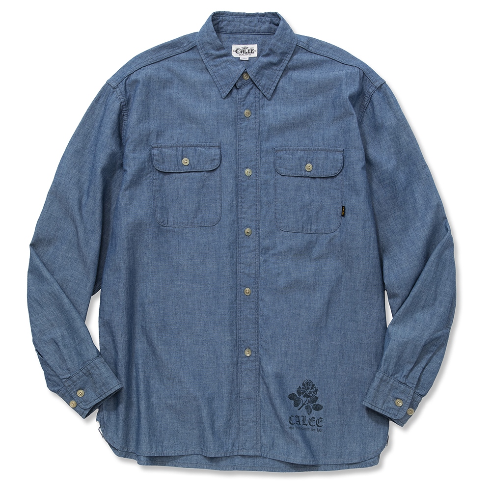 画像: CALEE/Vintage reproduct 5oz chambray L/S shirt（インディゴブルー） 【30%OFF】［シャンブレーシャツ-22春夏］