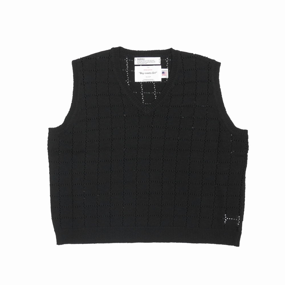 dairiku "LOVE"Hard Agyle Knit Vest