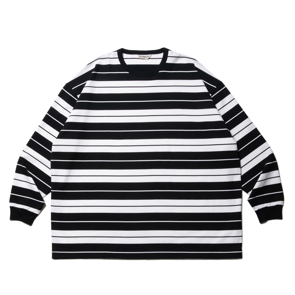 COOTIE PRODUCTIONS/Supima Border Oversized L/S Tee（ホワイト