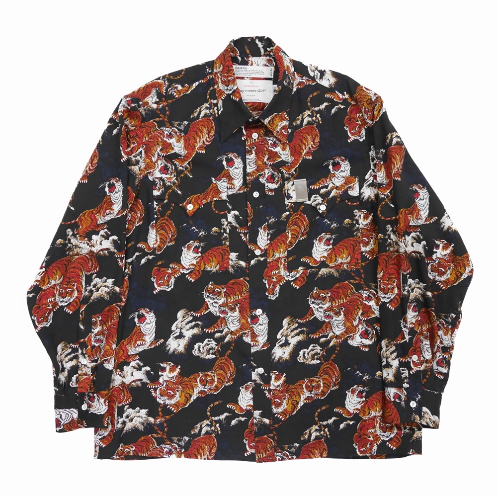 画像: DAIRIKU/Tiger L-S Shirt with Money Clip（ブラック） 【30%OFF】［タイガーシャツwithマネークリップ-22春夏］