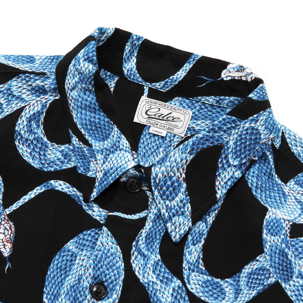 CALEE/Allover snake pattern over silhouette shirt jacketブラック