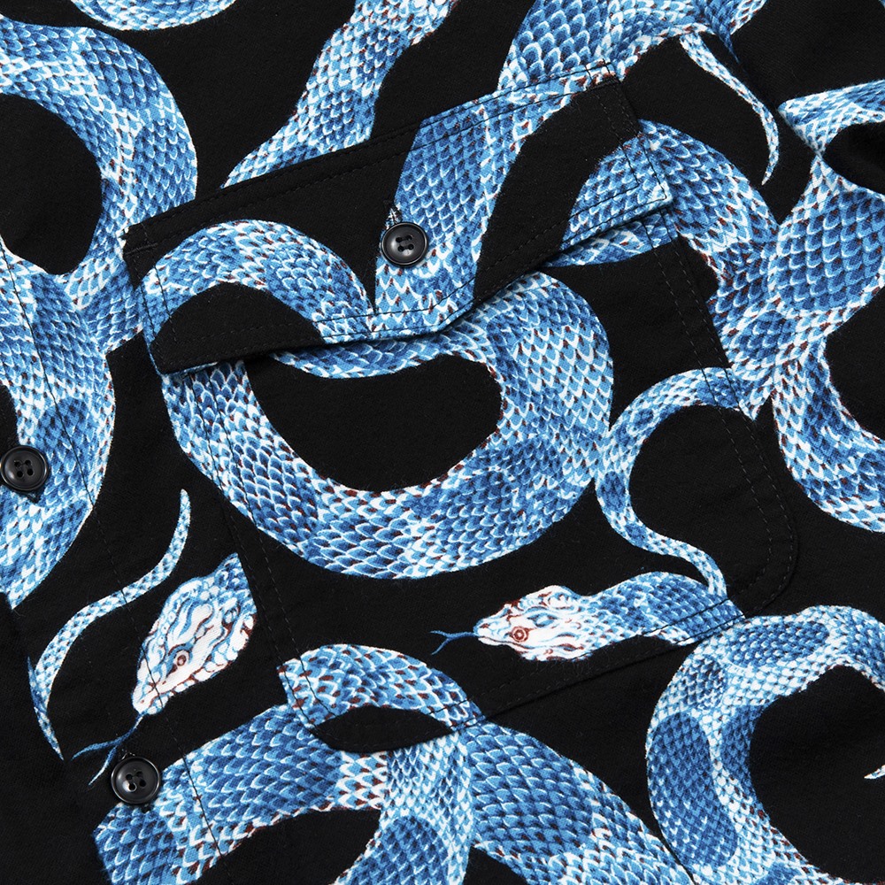 画像: CALEE/Allover snake pattern over silhouette shirt jacket（ブラック）［スネーク柄シャツJKT-22春夏］