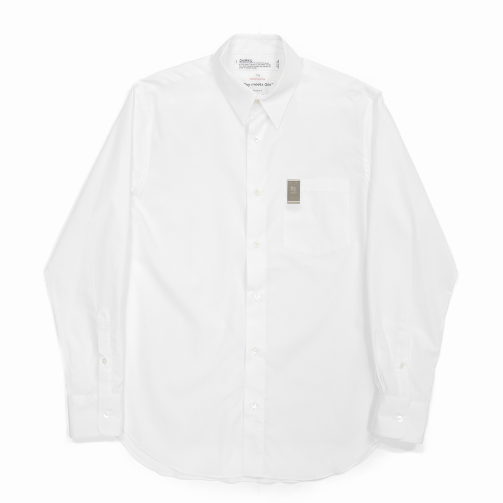 DAIRIKU/L-S Dress Shirt with Money Clip（ホワイト）［ドレスシャツ