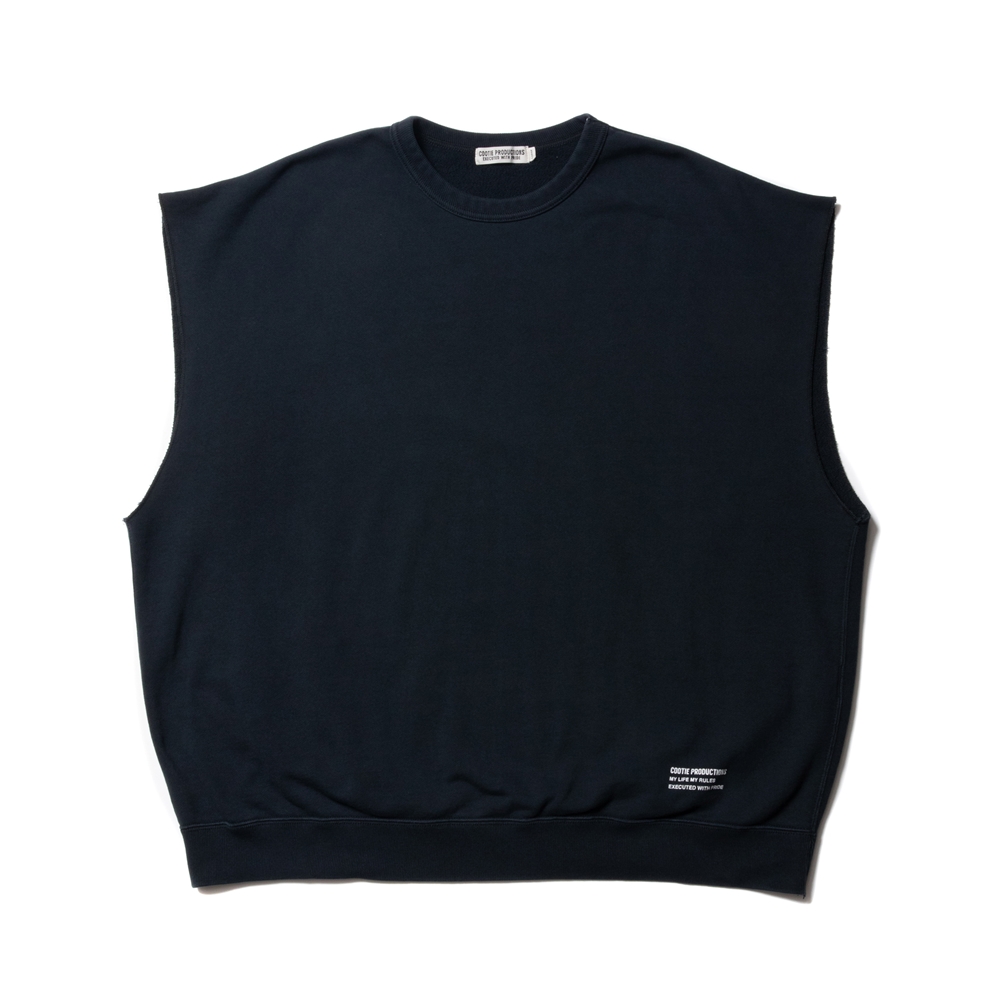 画像: COOTIE PRODUCTIONS/Sulfur Dyed Cut Off Sleeve Less Sweatshirt （ブラック）［カットオフスリーブレススウェット-22春夏］