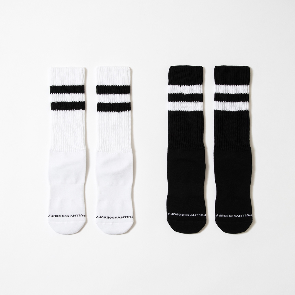 ROUGH AND RUGGED/SLOUCH SOCKS BY WINICHE（ホワイトブラック）［ソックス2足セット-22春夏］ JONAS