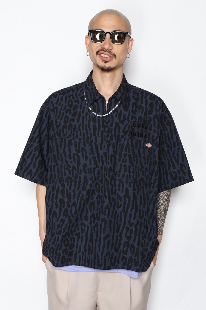 画像: WACKO MARIA/DICKIES / LEOPARD WORK SHIRT（ネイビー）［レオパードワークシャツ-22春夏］