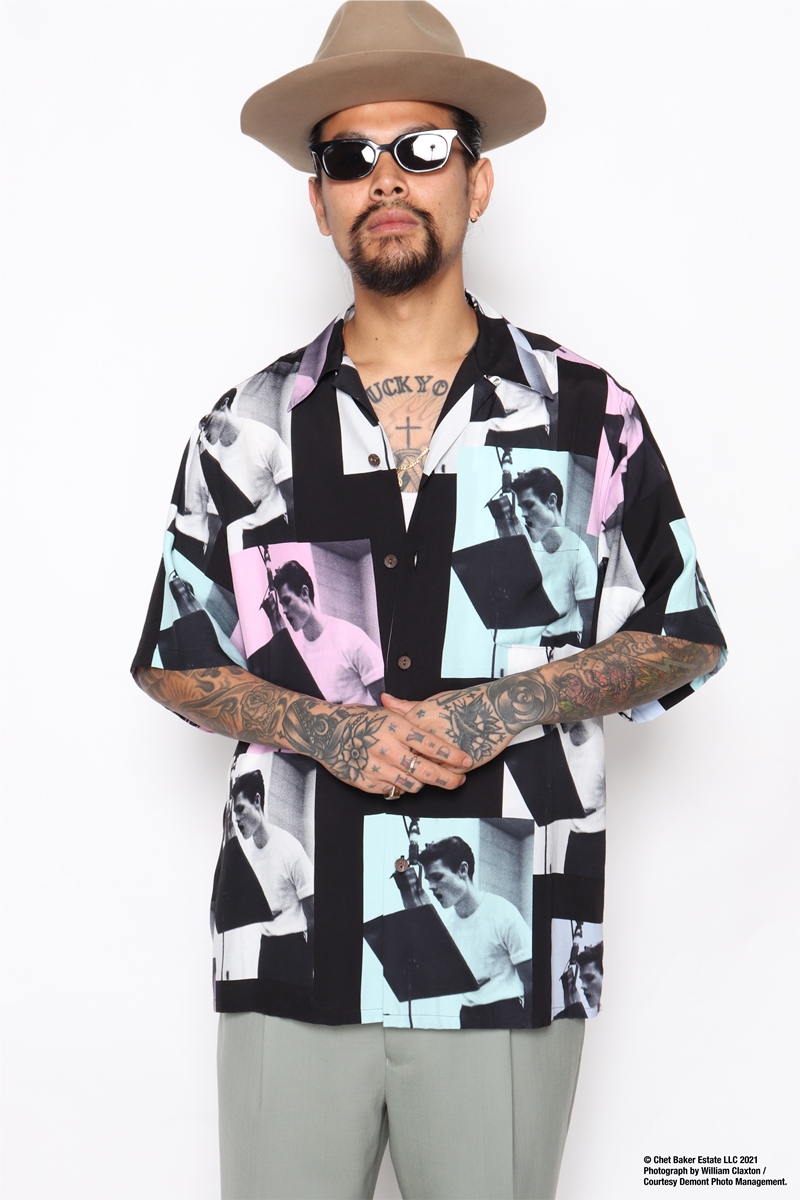 画像: WACKO MARIA/CHET BAKER / HAWAIIAN SHIRT S/S（TYPE-2）（ピンク/ブルー）［ハワイアンシャツ-22春夏］