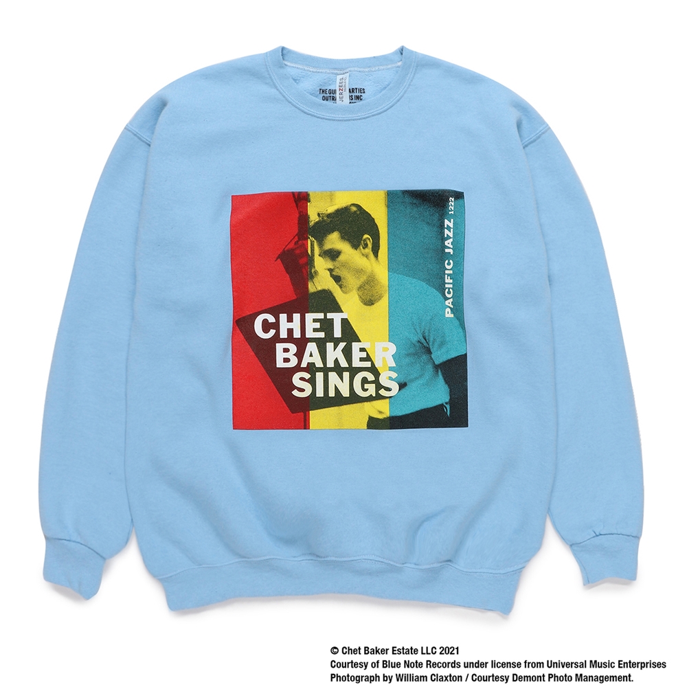 WACKO MARIA/CHET BAKER / SWEAT SHIRT（TYPE-1）（ブルー）［クルー