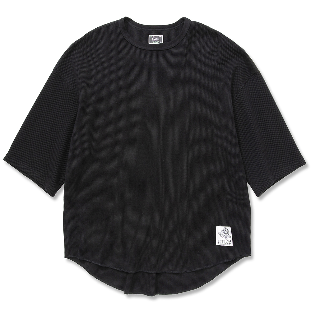 画像: CALEE/Drop shoulder M/S waffle t-shirt（ブラック）［ドロップショルダーサーマル5分袖T-22春夏］