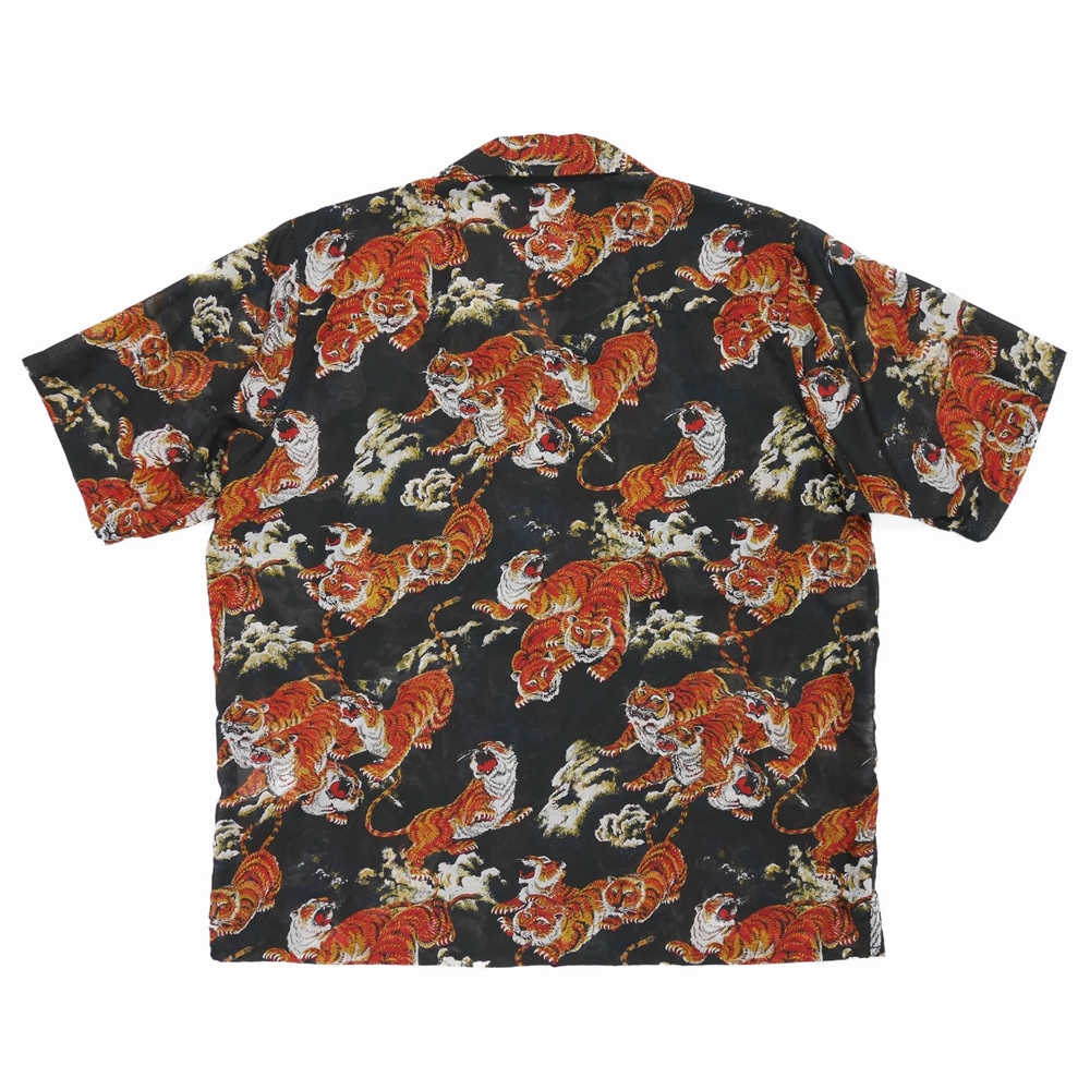 画像: DAIRIKU/"Tiger" Open Coller Shirt（ブラック） 【40%OFF】［タイガーオープンカラーシャツ-22春夏］