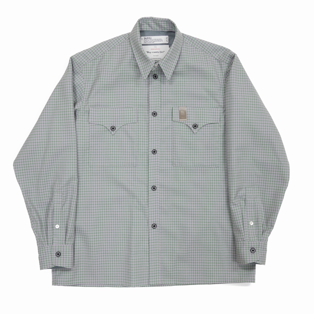 画像: DAIRIKU/"Boy meets Girl" Check Shirt with Money Clip（ミントフレーバー） 【40%OFF】［チェックシャツwithマネークリップ-22春夏］