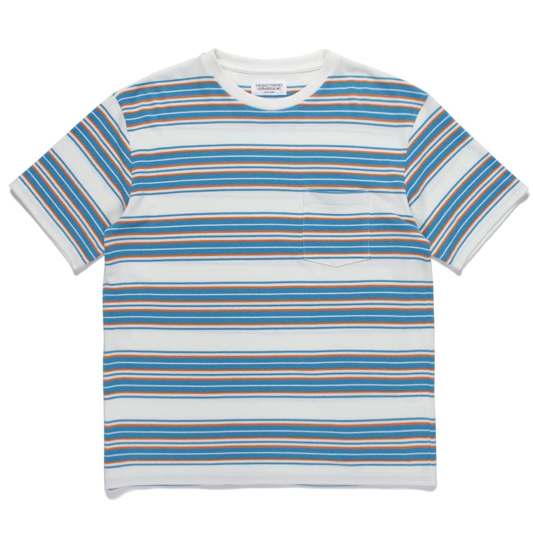 WACKO MARIA/STRIPED T-SHIRT（ブルー）［ボーダーポケT-22春夏］ - JONAS