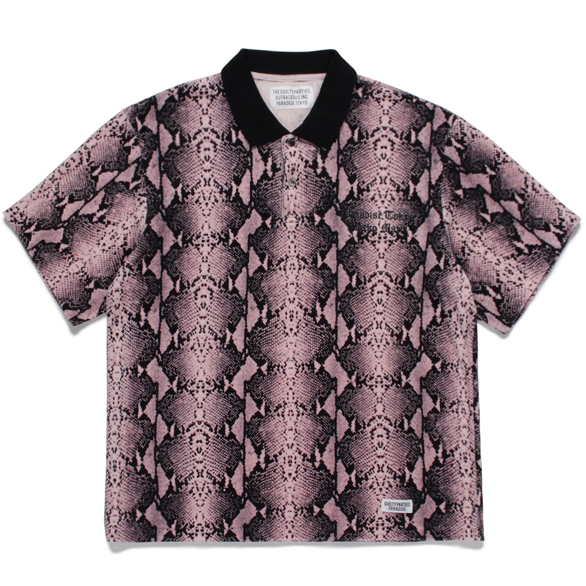 画像: WACKO MARIA/PYTHON VELOUR POLO SHIRT（ピンク）［パイソンベロアポロシャツ-22春夏］