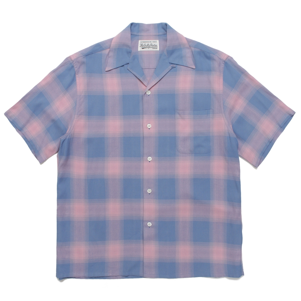 WACKO MARIA/OMBRE CHECK OPEN COLLAR SHIRT S/S（ブルー）［オンブレ ...