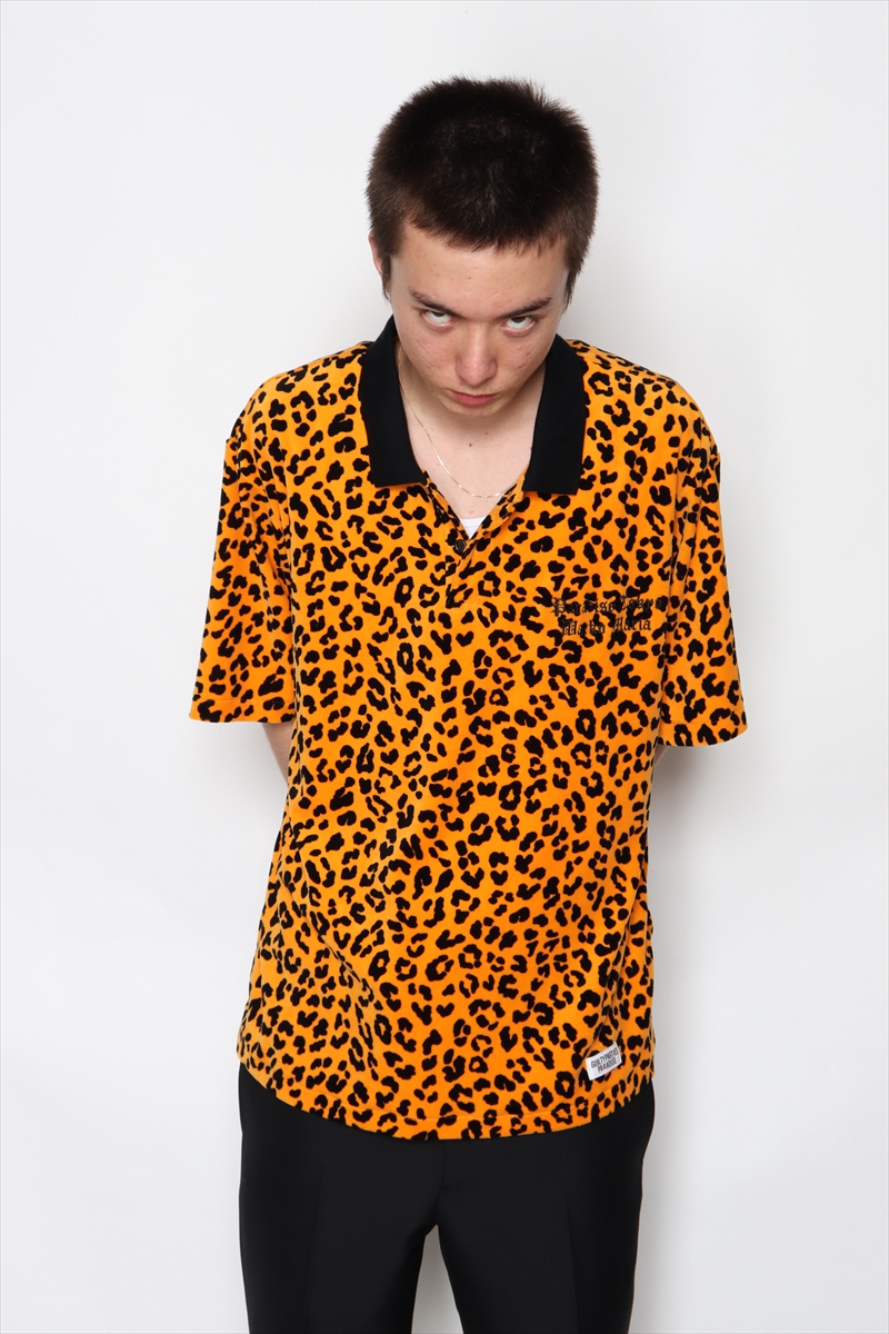 ワコマリア LEOPARD KNIT JACQUARD POLO SHIRT