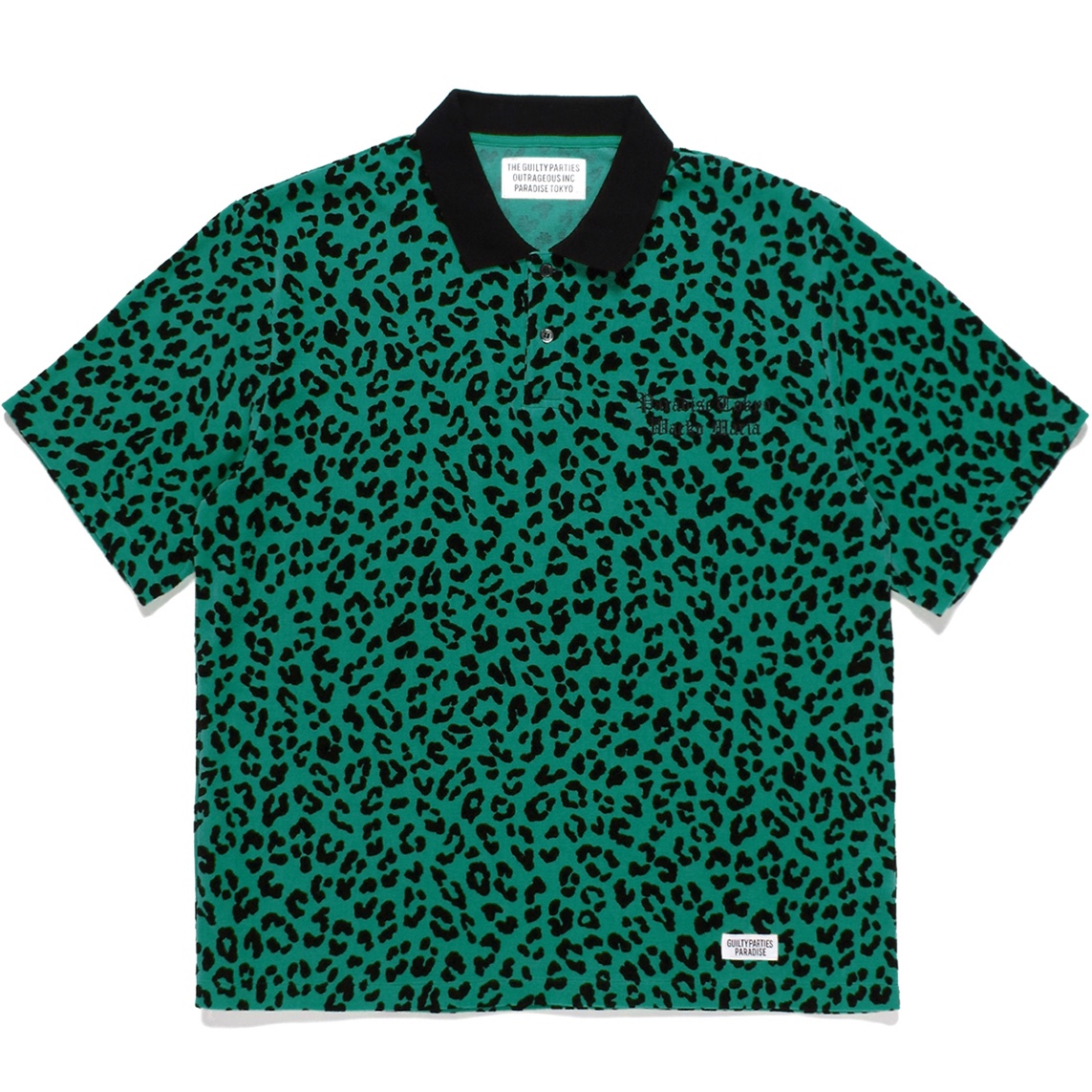 WACKO MARIA/LEOPARD VELOUR POLO SHIRT（グリーン）［レオパード ...