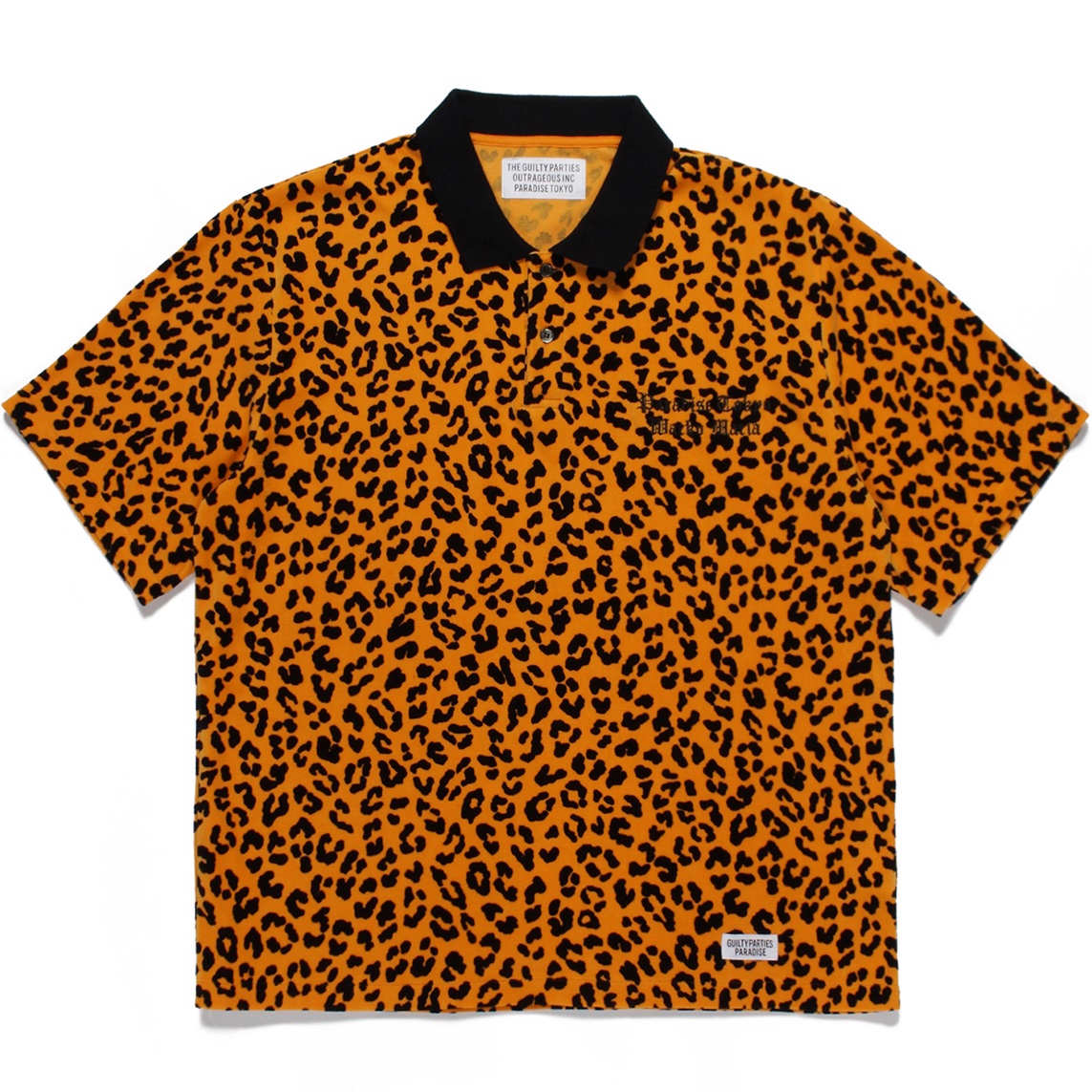 画像: WACKO MARIA/LEOPARD VELOUR POLO SHIRT（オレンジ）［レオパードベロアポロシャツ-22春夏］