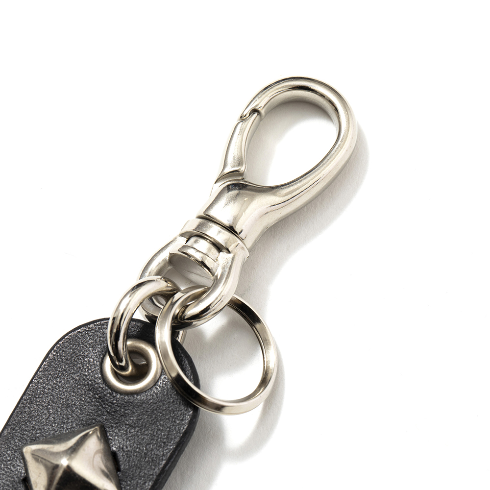 CALEE/Studs leather key ring（Type A）（ブラック）［スタッズレザー 