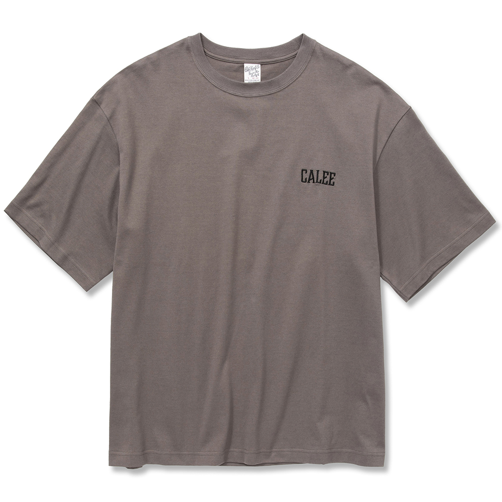 画像: CALEE/Drop shoulder logo embroidery t-shirt（チャコール）［ドロップショルダーT-22春夏］