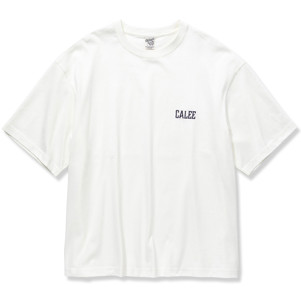 画像: CALEE/Drop shoulder logo embroidery t-shirt（ホワイト）［ドロップショルダーT-22春夏］