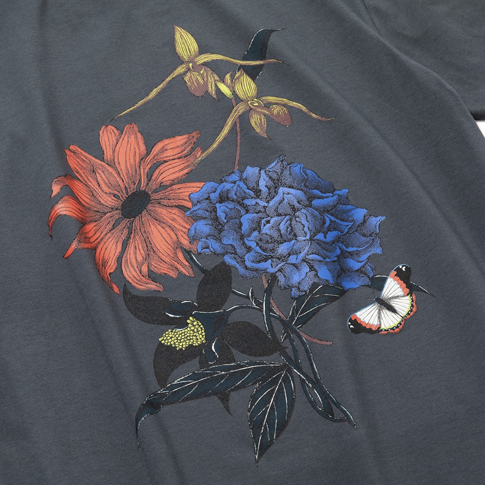 画像: CALEE/×Miho Murakami Stretch flower pattern t-shirt（チャコール）［プリントT-22春夏］