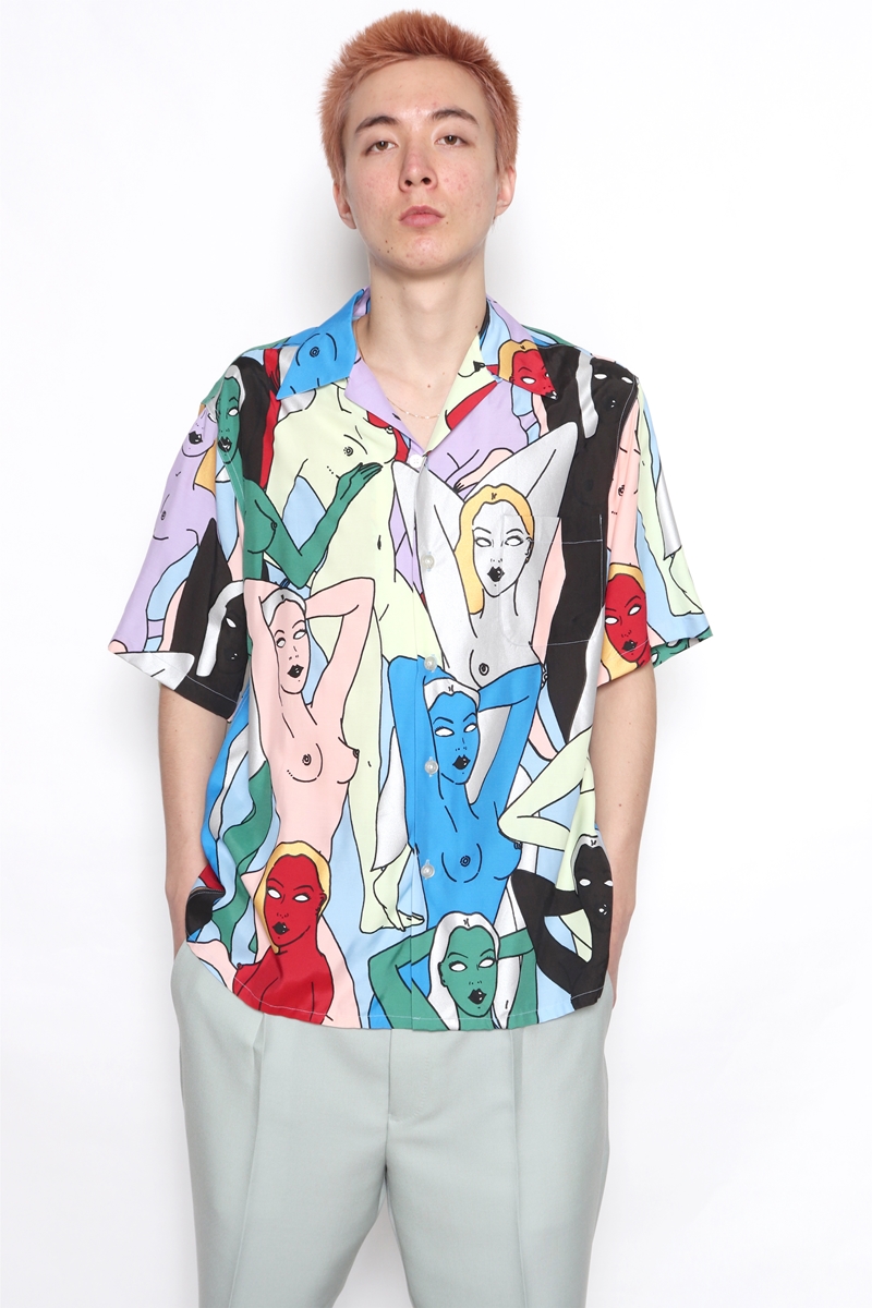 画像: WACKO MARIA/天国東京百女柄図 HAWAIIAN SHIRT S/S（ブルー）［ハワイアンシャツ-22春夏］