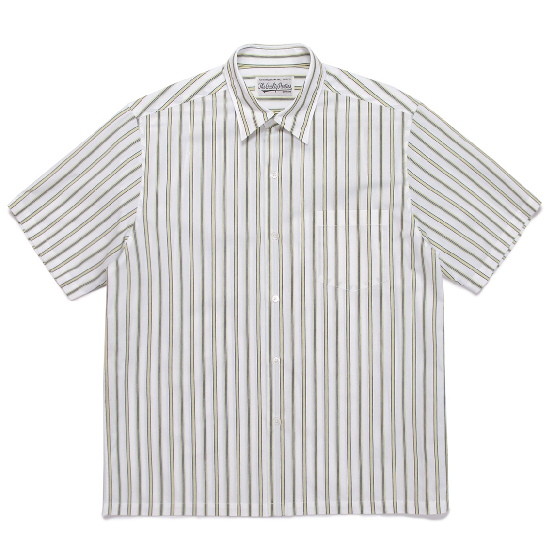 WACKO MARIA/STRIPED REGULAR COLLAR SHIRT S/S（イエロー