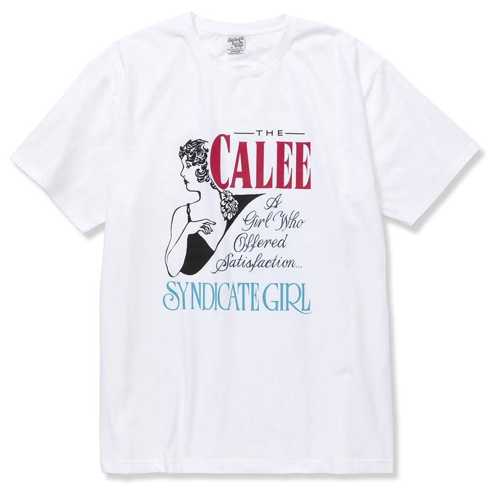 画像: CALEE/Stretch syndicate retro girl t-shirt（Naturally paint design）（ホワイト）［プリントT-22春夏］