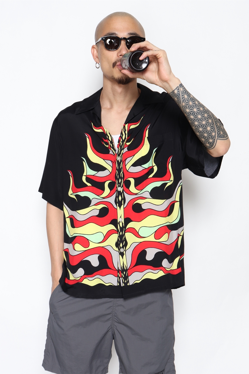 画像: WACKO MARIA/WOLF'S HEAD / HAWAIIAN SHIRT S/S（ブラック）［ハワイアンシャツ-22春夏］