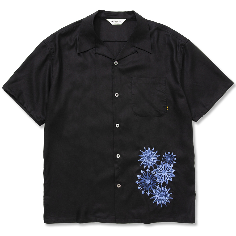 画像: CALEE/R/P Amunzen cloth emboridery shirt（ブラック） 【70%OFF】［オープンカラーシャツ-22春夏］