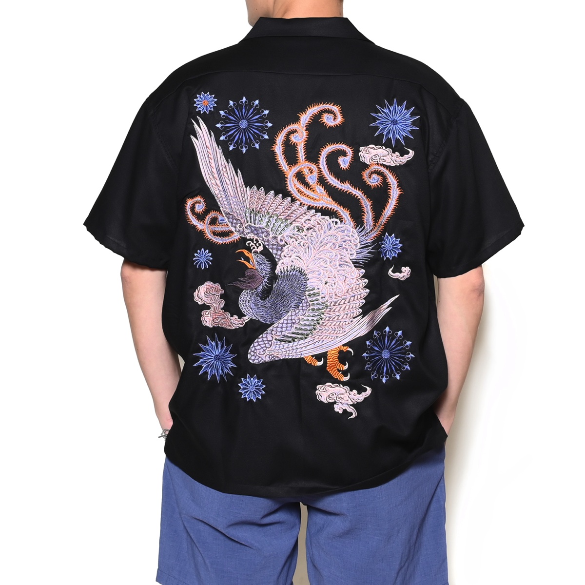 画像: CALEE/R/P Amunzen cloth emboridery shirt（ブラック） 【70%OFF】［オープンカラーシャツ-22春夏］