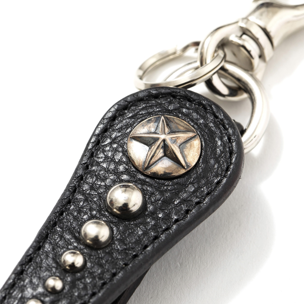 CALEE/Silver star concho leather key ring（ブラック）［レザー 