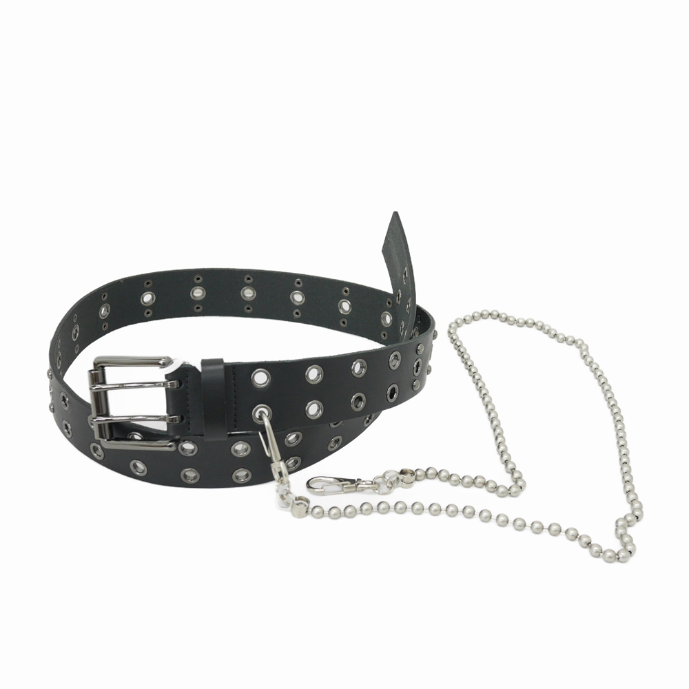 DAIRIKU/Studs Leather Velt with Wallet Chain（Black） 【30%OFF