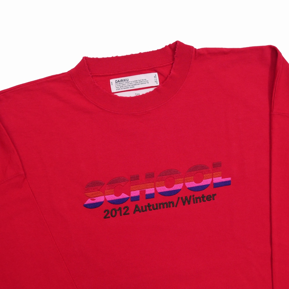 画像: DAIRIKU/"SCHOOL" Embroidery Vintage Tee（YMO(Red)）［刺繍長袖T-22秋冬］