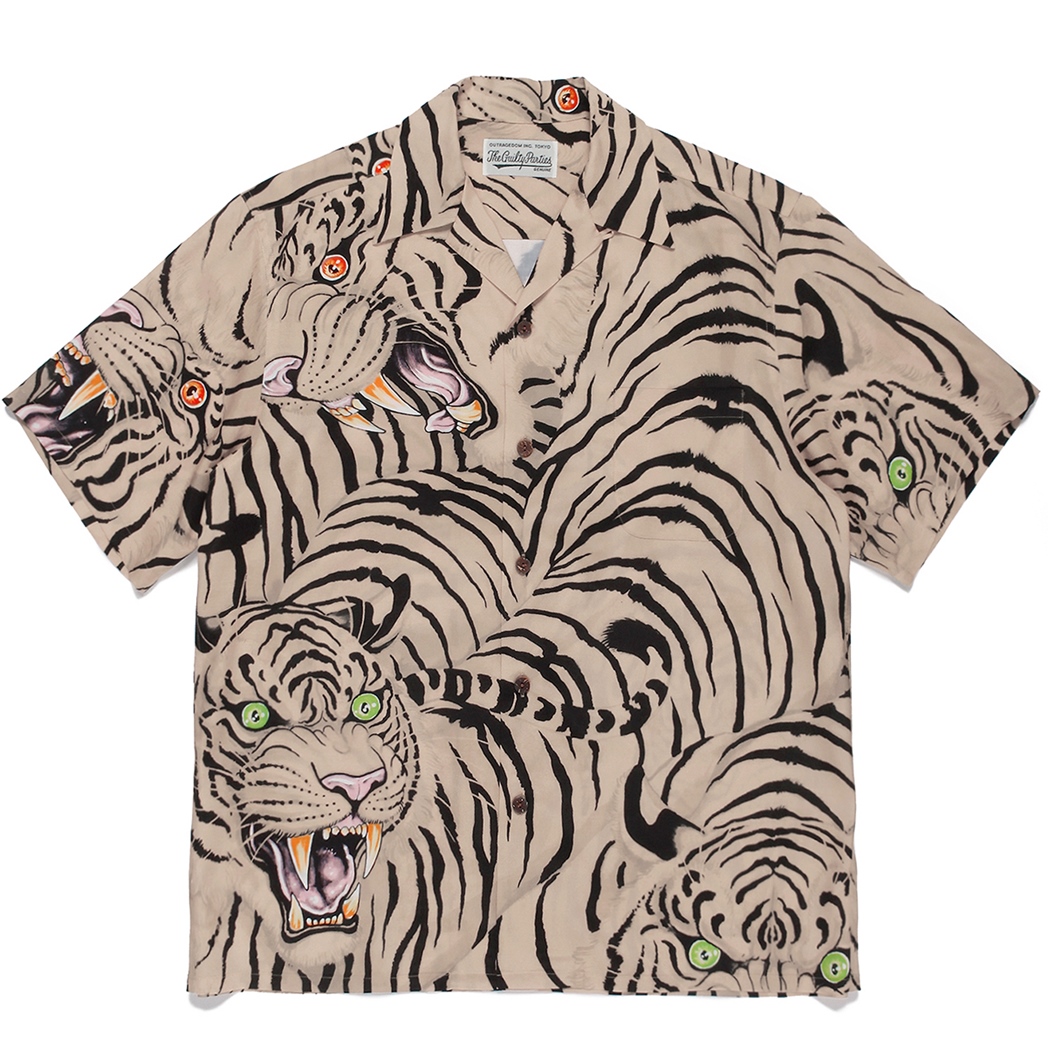 WACKO MARIA ワコマリア TIM LEHI HAWAIIAN SHIRT（TYPE-2） ティムリーハイ ハワイアンシャツ オープンカラーシャツ タイガー 虎 総柄 ベージュ