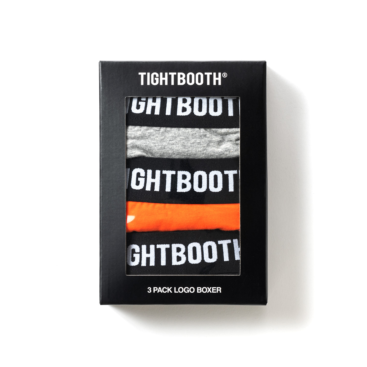 画像: TIGHTBOOTH/3 PACK LOGO BOXER（Black/Grey/Orange）［ボクサーブリーフ3色セット-22夏］