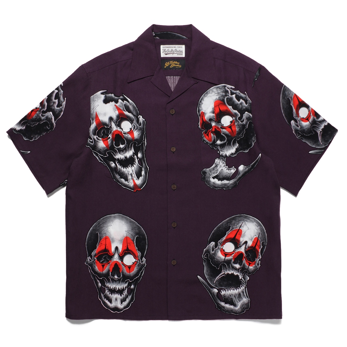 画像1: WACKO MARIA/56 TATTOO STUDIO / HAWAIIAN SHIRT S/S（PURPLE）［ハワイアンシャツ-22秋冬］ (1)