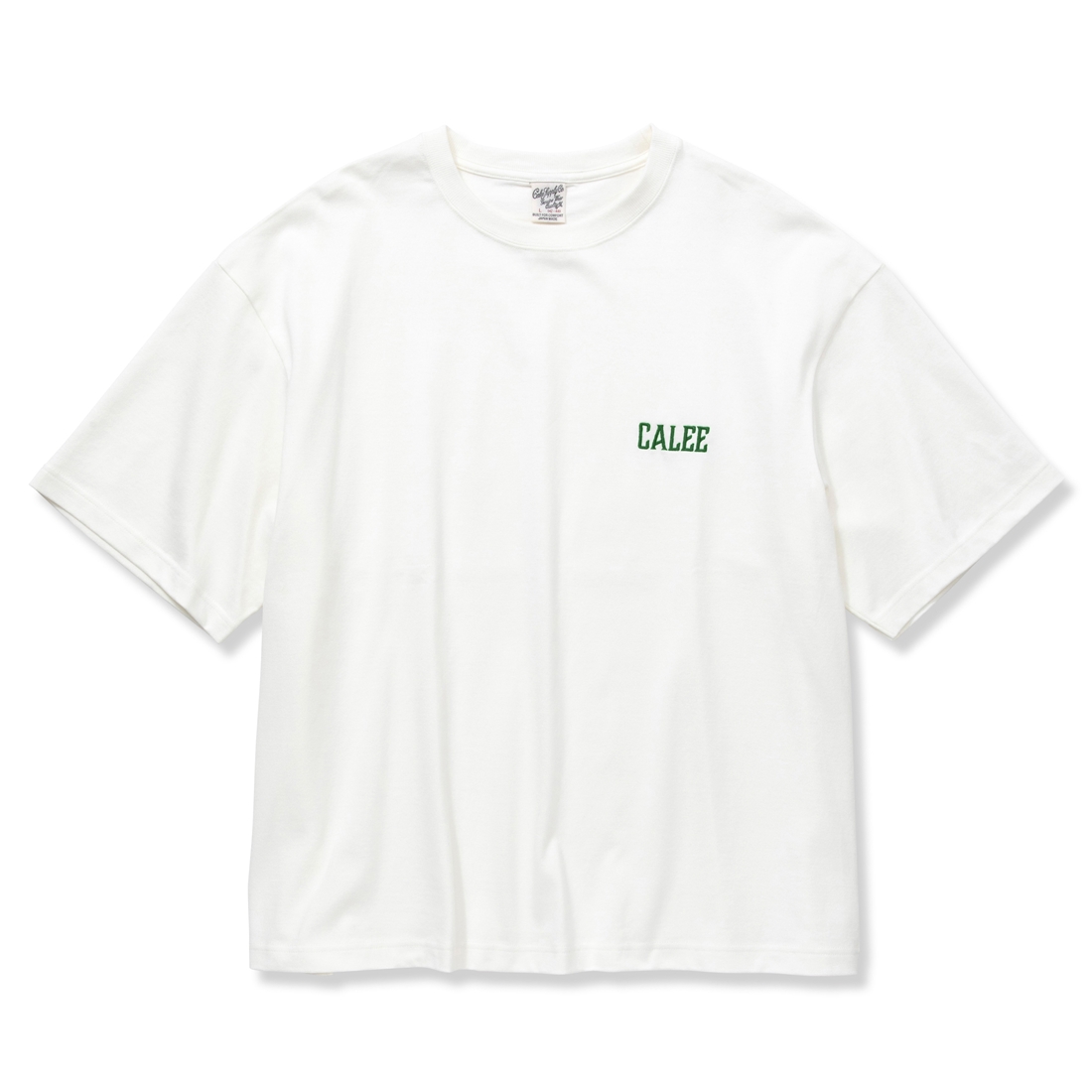 画像: CALEE/Drop shoulder logo embroidery t-shirt（Limited）（White/Green）［ドロップショルダーT-22秋冬］