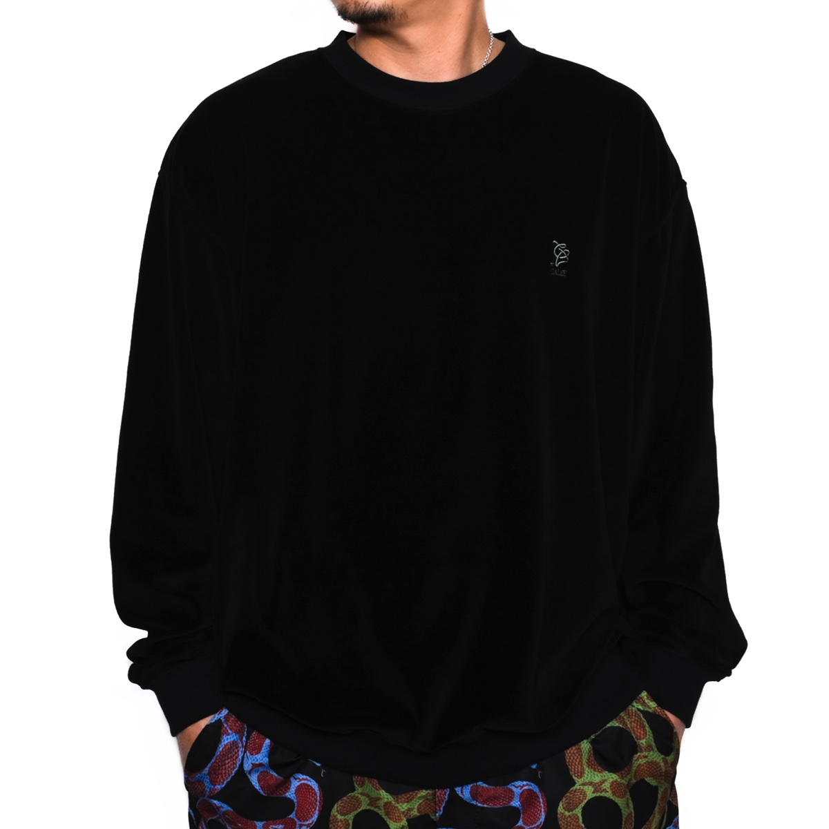 画像: CALEE/Cal Logo Embroidery Velour Crew Neck Sweat（Black）［ベロアクルーネックスウェット-22秋冬］